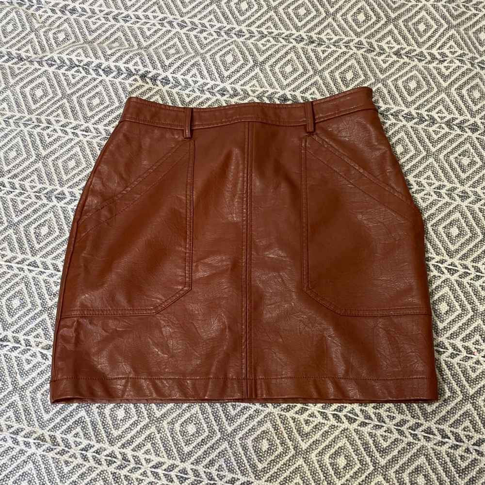 *3 for $12* High Waist Faux Leather Mini Skirt